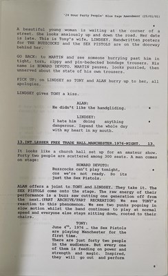 Lot 473 - MANCHESTER MUSIC - SHOOTING SCRIPT FOR 24HR PARTY PEOPLE.