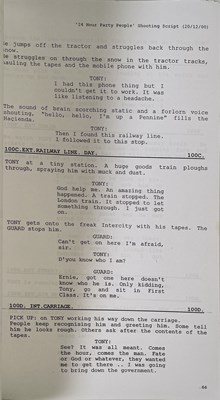 Lot 473 - MANCHESTER MUSIC - SHOOTING SCRIPT FOR 24HR PARTY PEOPLE.