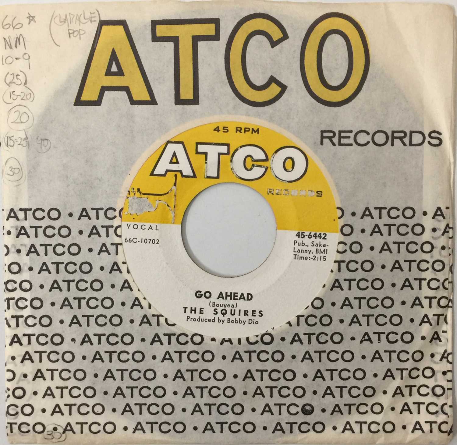 Lot 128 - THE SQUIRES - GO AHEAD C/W GOING ALL THE WAY (ATCO RECORDS 45-6442)