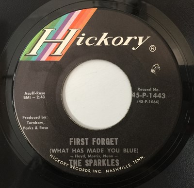 Lot 129 - THE SPARKLES - NO FRIEND OF MINE C/W FIRST FORGET 7" (HICKORY RECORDS 45-P-1443)