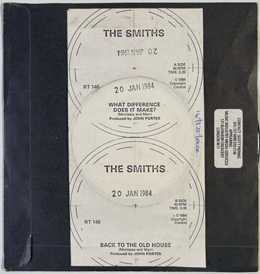 Lot 36 - THE SMITHS - WHAT DIFFERENCE DOES IT MAKE? 7" (ORIGINAL UK WHITE LABEL TEST PRESSING - RT 146)