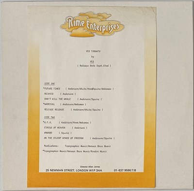 Lot 166 - YES - TORMATO LP (UK WHITE LABEL PRE-RELEASE PROMO - K50518)