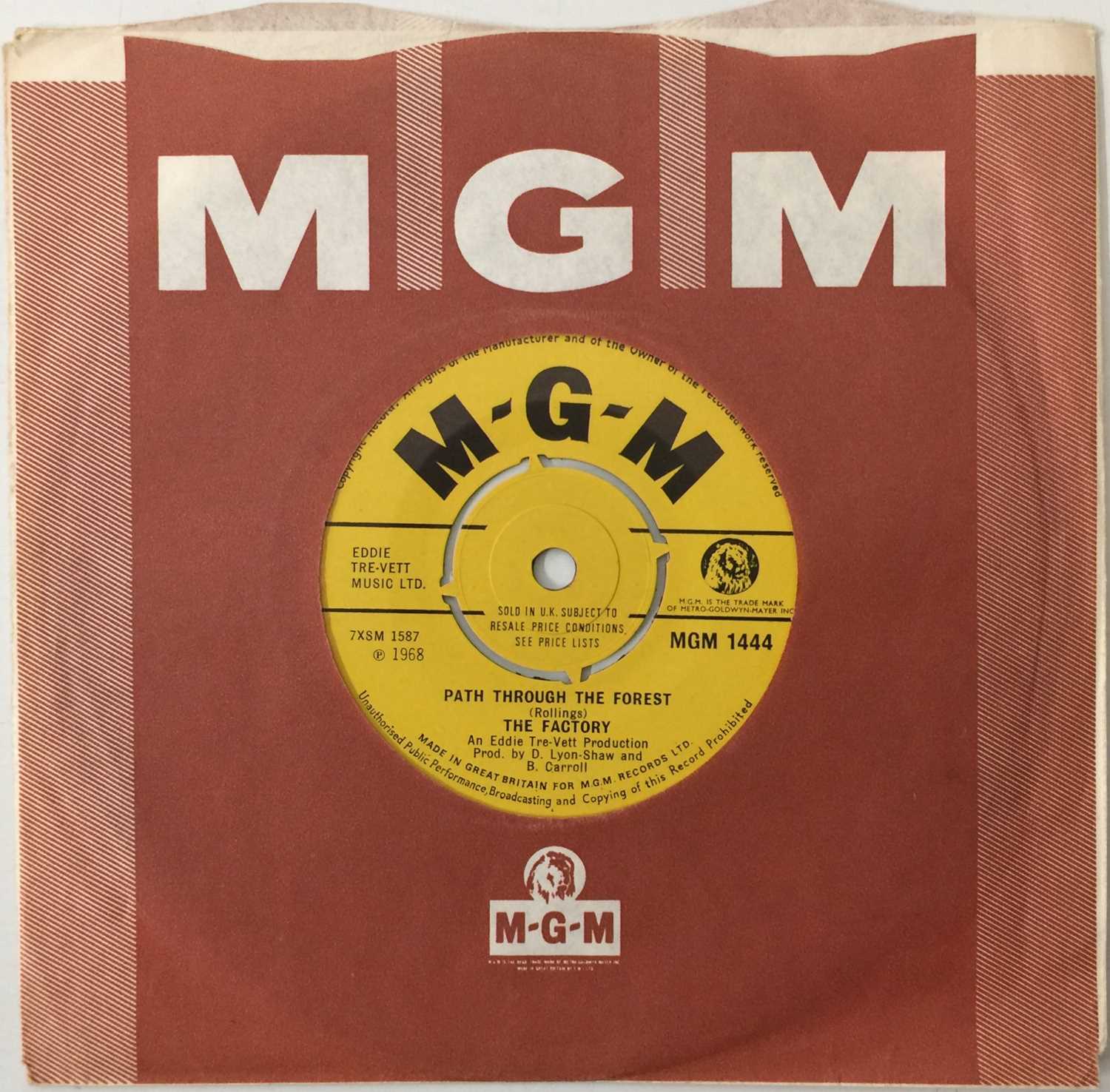 Lot 138 - THE FACTORY - PATH THROUGH THE FOREST C/W GONE 7" (MGM 1444 - 4-PRONG CENTRE)