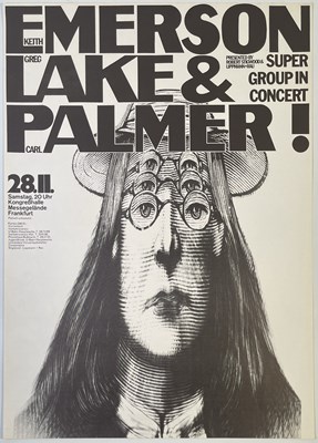 Lot 181 - GUNTHER KIESER COLLECTION - ORIGINAL 1970 EMERSON, LAKE & PALMER CONCERT POSTER.