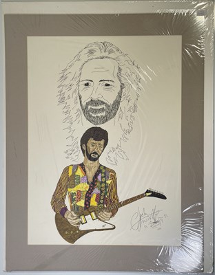 Lot 585 - THE WHO INTEREST - ORIGINAL SIGNED ERIC CLAPTON PORTRAIT BY JOHN ENTWISTLE.