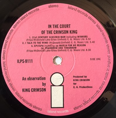 Lot 12 - KING CRIMSON - IN THE COURT OF THE CRIMSON KING LP (ORIGINAL UK PRESSING - ISLAND ILPS 9111).