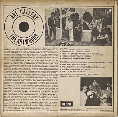 Lot 279 - THE ARTWOODS - ART GALLERY LP (ORIGINAL UK MONO COPY - DECCA LK 4830)
