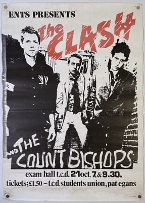 Lot 546 - THE CLASH 1977 CONCERT POSTER - TRINITY COLLEGE DUBLIN.