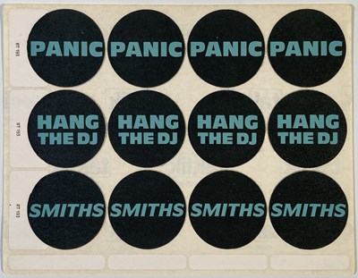 Lot 9 - THE SMITHS - PANIC - SHEET OF PROMOTIONAL 7" STICKERS.