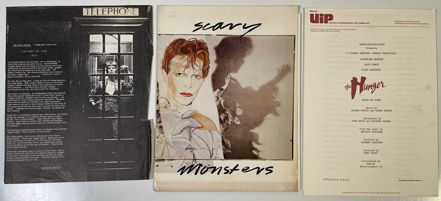 Lot 441 - DAVID BOWIE - PRESS KITS / PROMOTIONAL ITEMS.