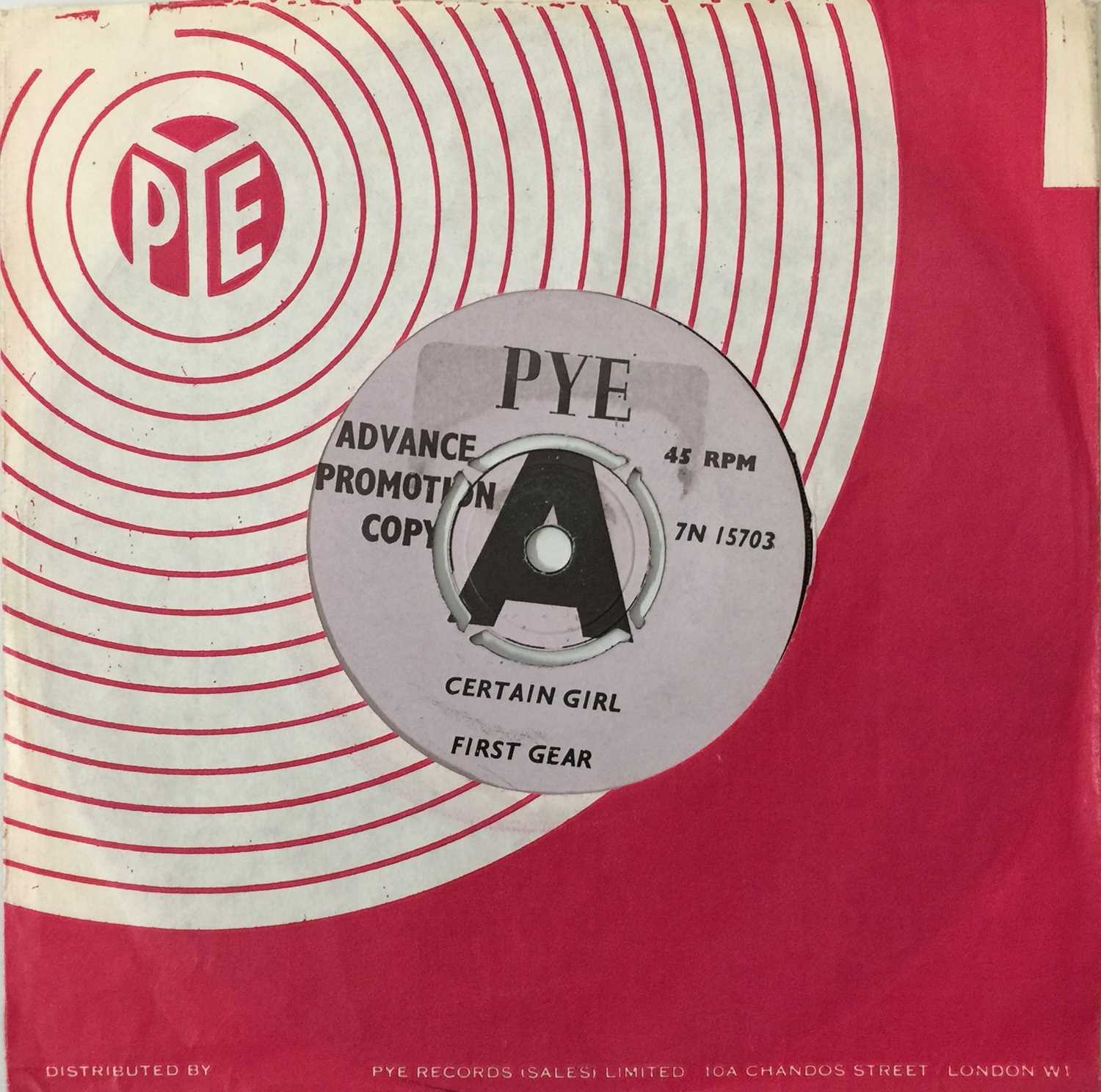 Lot 327 - FIRST GEAR - CERTAIN GIRL/ LEAVE MY KITTEN ALONE 7" (UK PROMO - PYE - 7N 15703)