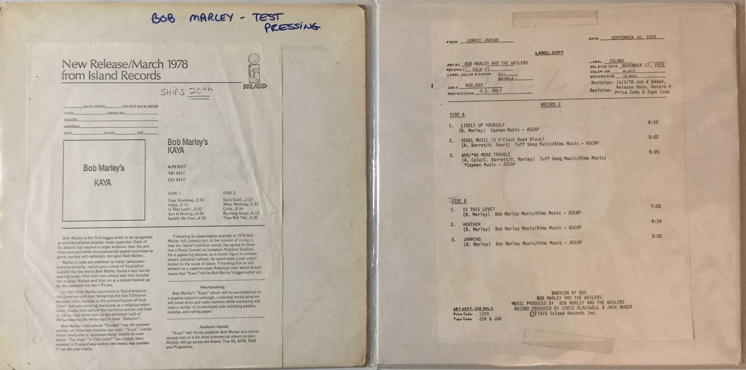 Lot 266 - BOB MARLEY & THE WAILERS - US WHITE LABEL TEST PRESSING LPs