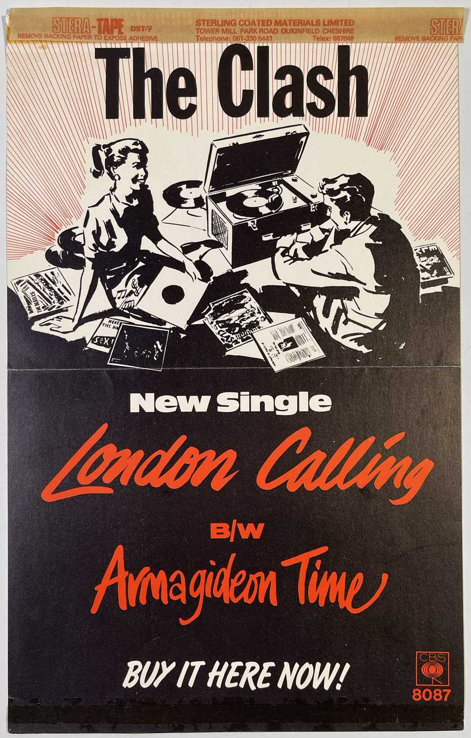 Lot 457 - PUNK MEMORABILIA - THE CLASH - ORIGINAL SHOP DISPLAY CARD FOR 'LONDON CALLING'.