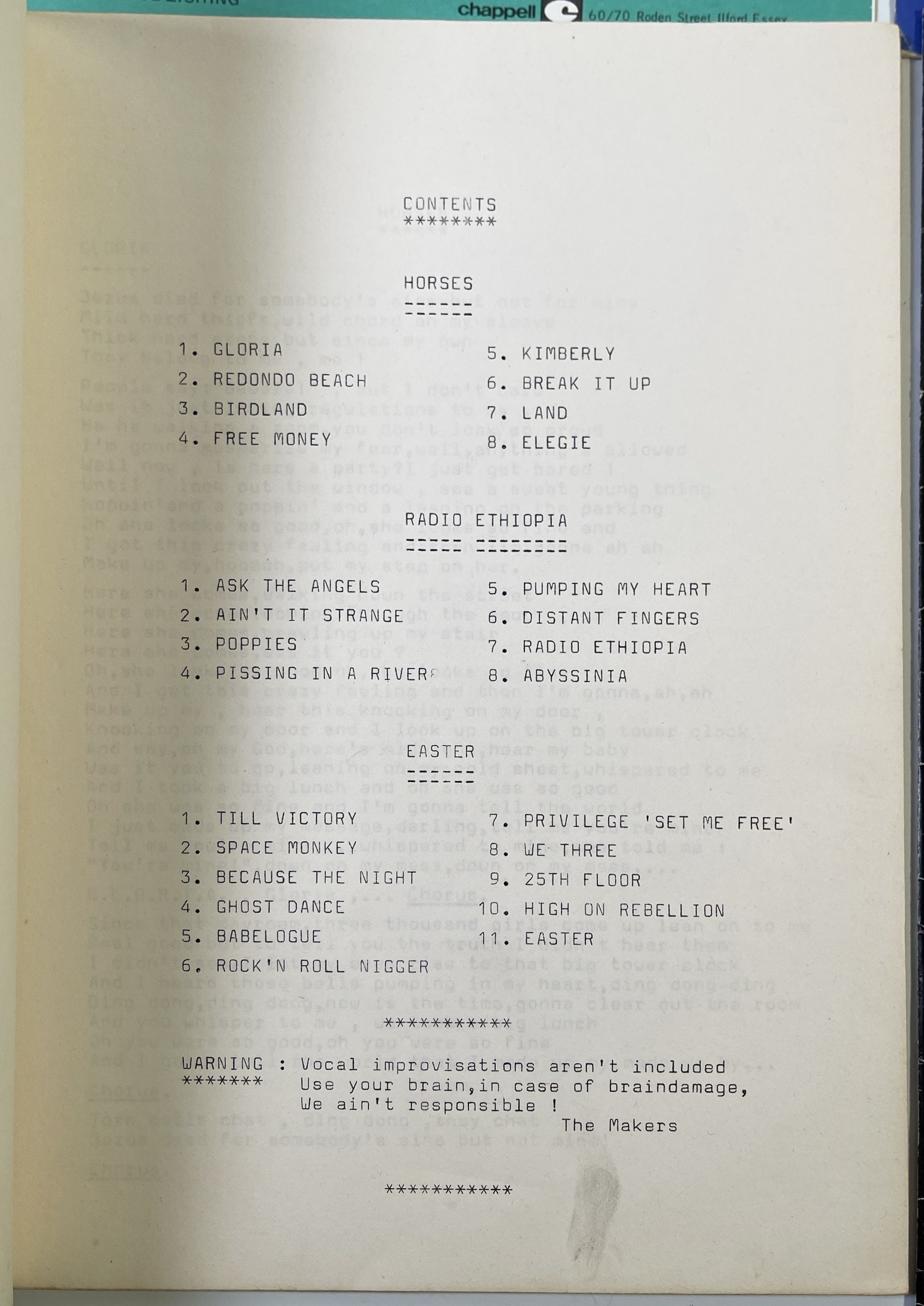 Lot 464 - PUNK - SHEET MUSIC AND SONGBOOKS.