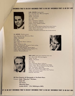 Lot 389 - THE BEACH BOYS - PRESS KITS / MEMORABILIA COLLECTION.