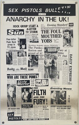 Lot 556 - THE SEX PISTOLS - JAMIE REID DESIGNED 'SEX PISTOLS BULLETIN' POSTER FOR 'ANARCHY..'