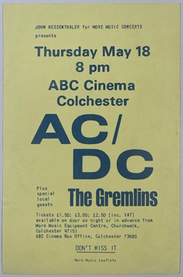 Lot 437 - AC/DC - HANDBILL FOR COLCHESTER - 18TH MAY 1978