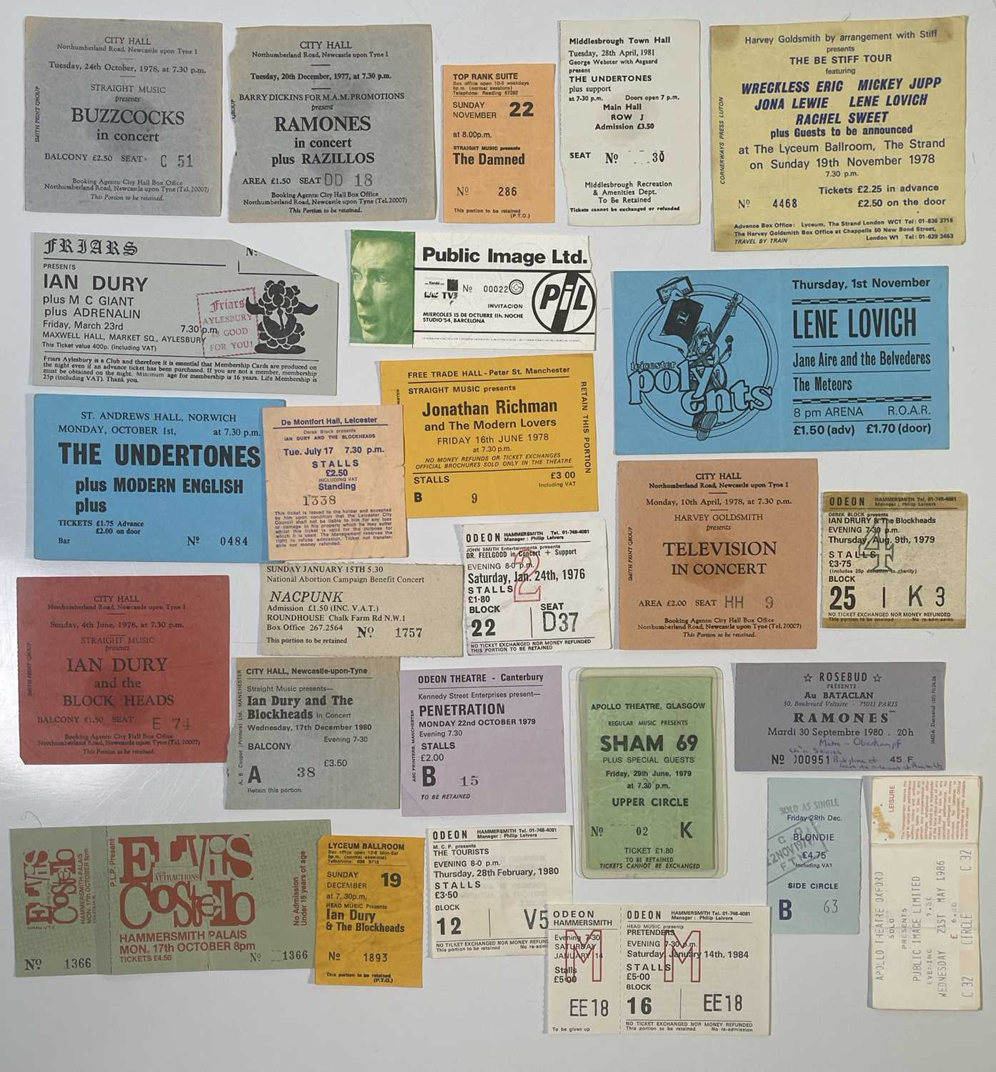 Lot 122 PUNK AND NEW WAVE CONCERT TICKET COLLECTION Lot 122 punk and new wave concert ticket collection