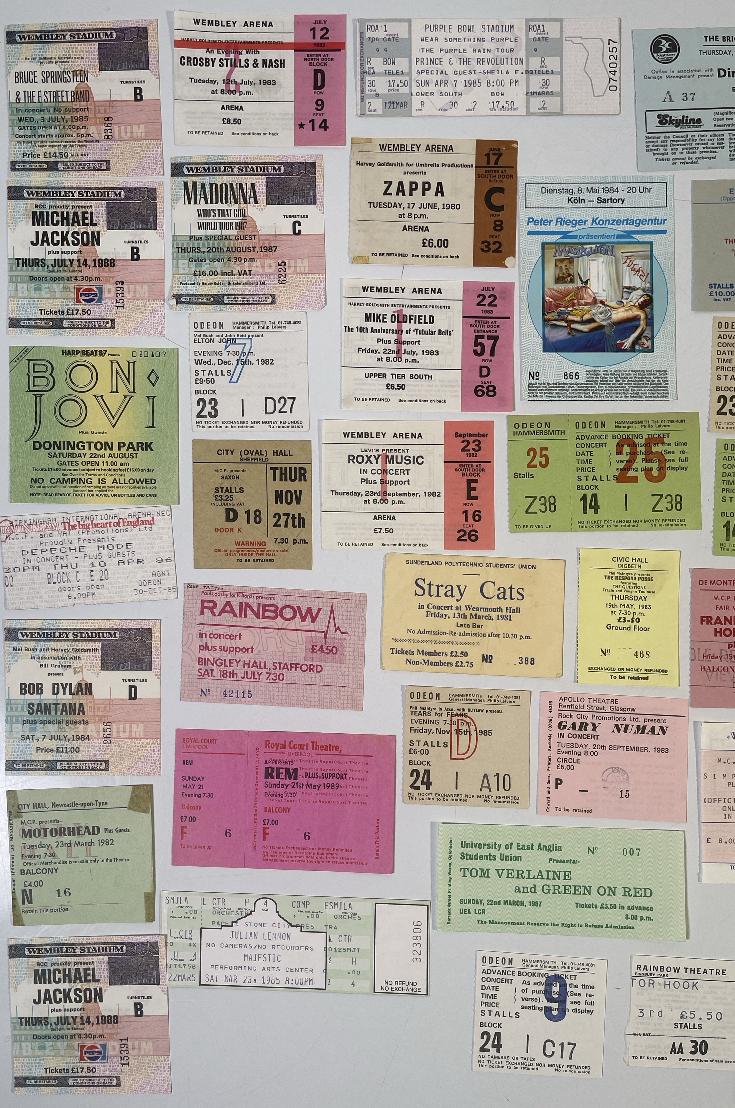 Lot 123 - 1980S CONCERT TICKET COLLECTION INC