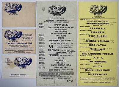 Lot 536 - MANCHESTER MUSIC / PUNK INTEREST - ORIGINAL ELECTRIC CIRCUS HANDBILLS / MEMORABILIA INC THE CLASH.