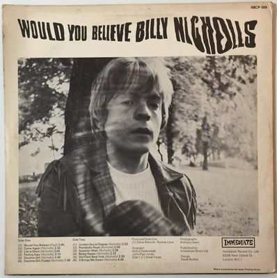 Lot 109 - BILLY NICHOLLS - WOULD YOU BELIEVE LP (ORIGINAL UK PRESSING - IMMEDIATE IMCP 009)