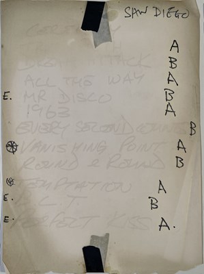 Lot 489 - NEW ORDER - TECHNIQUE TOUR - ORIGINAL PRINTED LYRIC SHEET AND TWO SET LISTS.