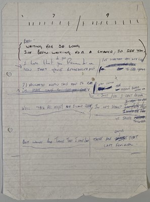 Lot 493 - NEW ORDER - HANDWRITTEN DRAFT LYRICS FOR 'LET'S GO'.