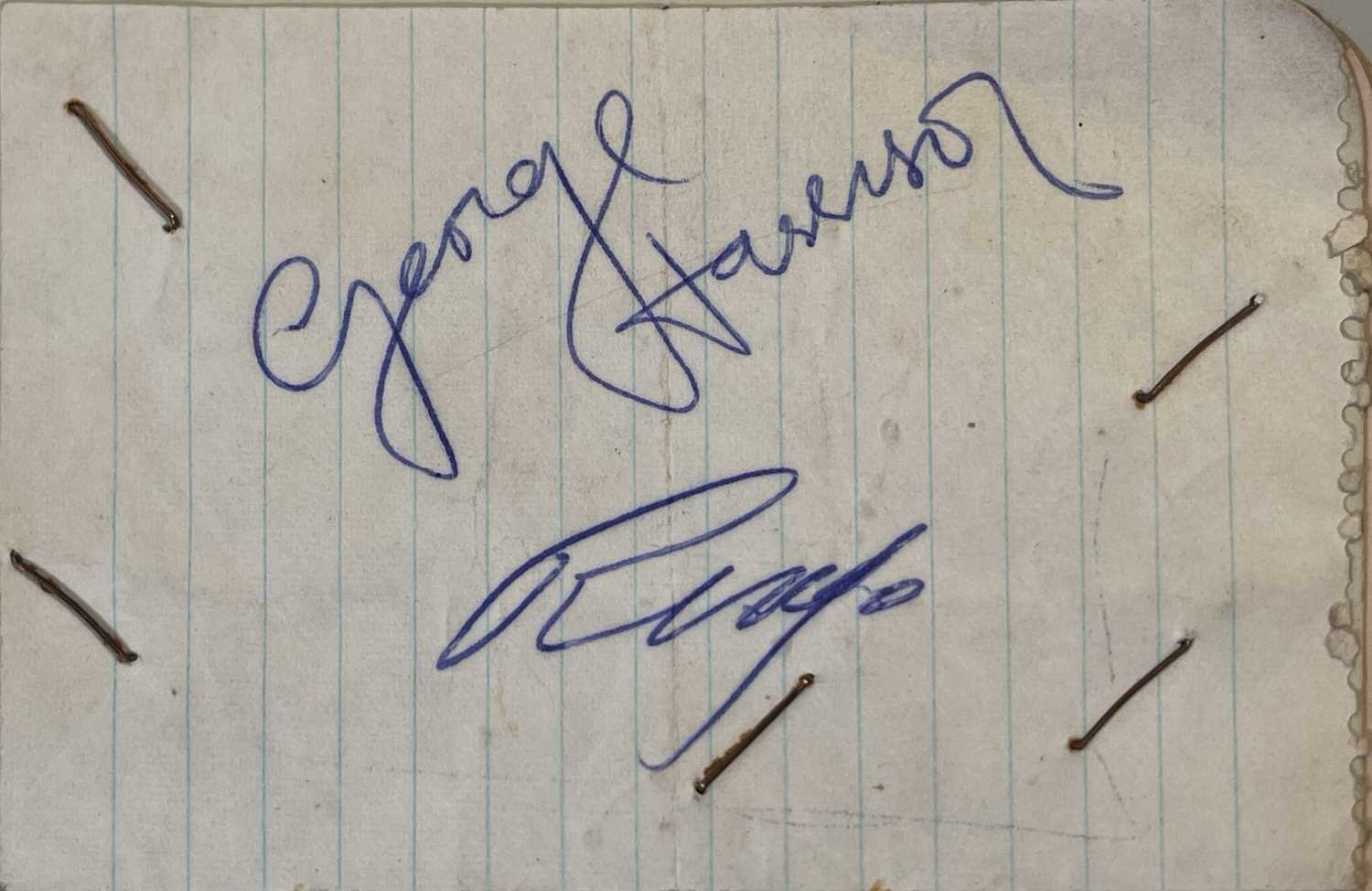 Lot 241 - THE BEATLES - AUTOGRAPH BOOK WITH RINGO STARR AND GEORGE HARRISON AUTOGRAPHS.