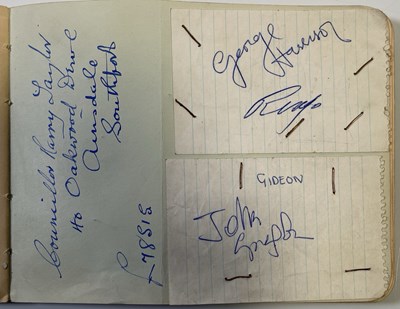 Lot 241 - THE BEATLES - AUTOGRAPH BOOK WITH RINGO STARR AND GEORGE HARRISON AUTOGRAPHS.