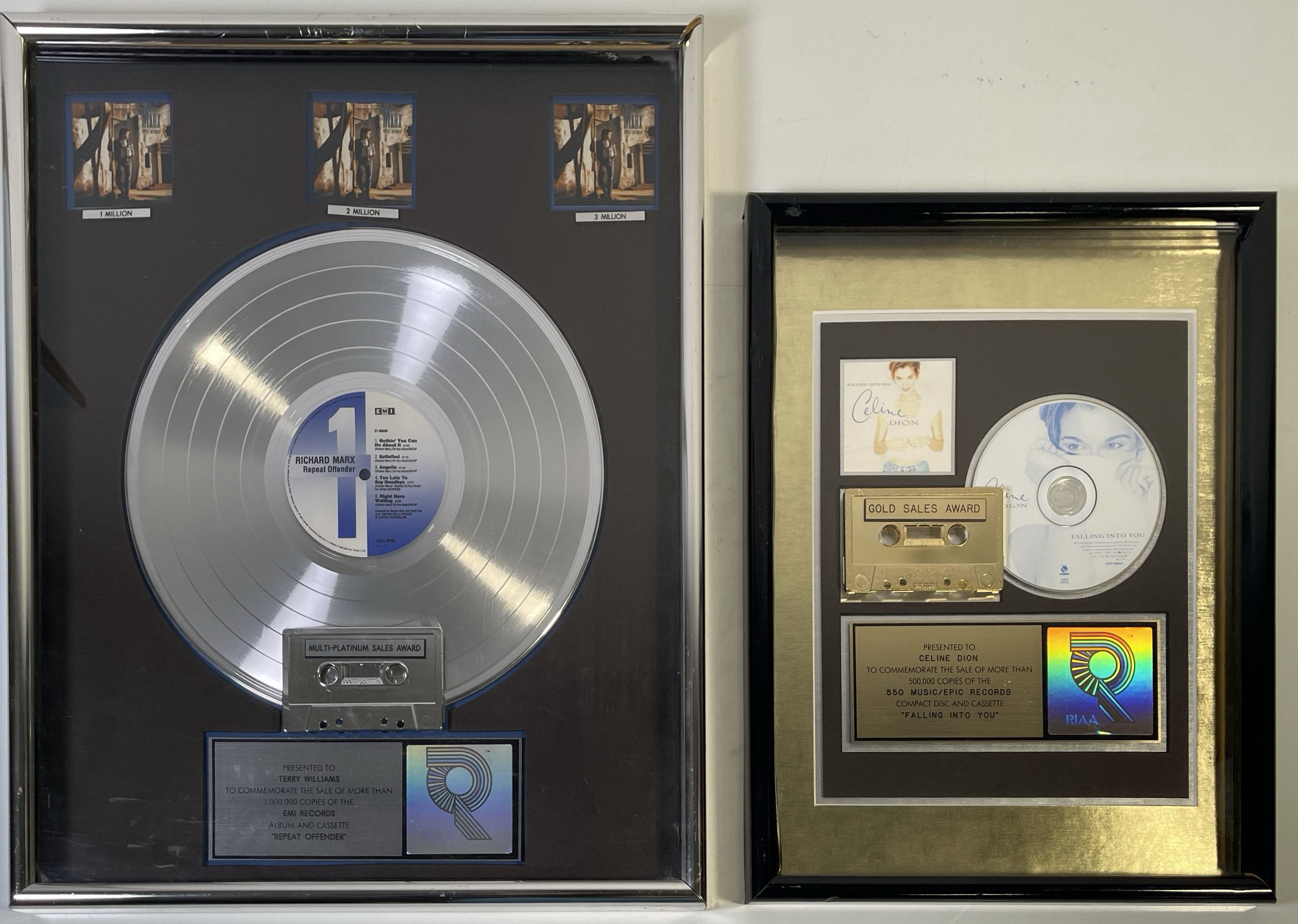 Lot 324 - RIAA MUSIC AWARDS - RICHARD MARX / CELINE
