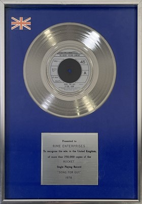 Lot 318 - ELTON JOHN - BPI SINGLES AWARD FOR 'SONG FOR GUY'.