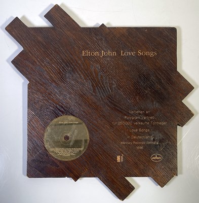 Lot 319 - ELTON JOHN - GERMAN AWARD FOR 'LOVE SONGS'. FRAME BOX