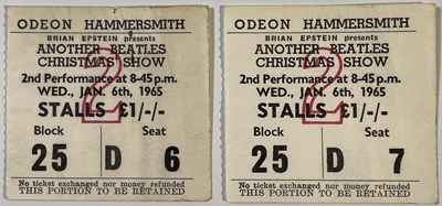 Lot 377 - THE BEATLES - ORIGINAL 1965 ODEON HAMMERSMITH CHRISTMAS SHOW TICKETS.