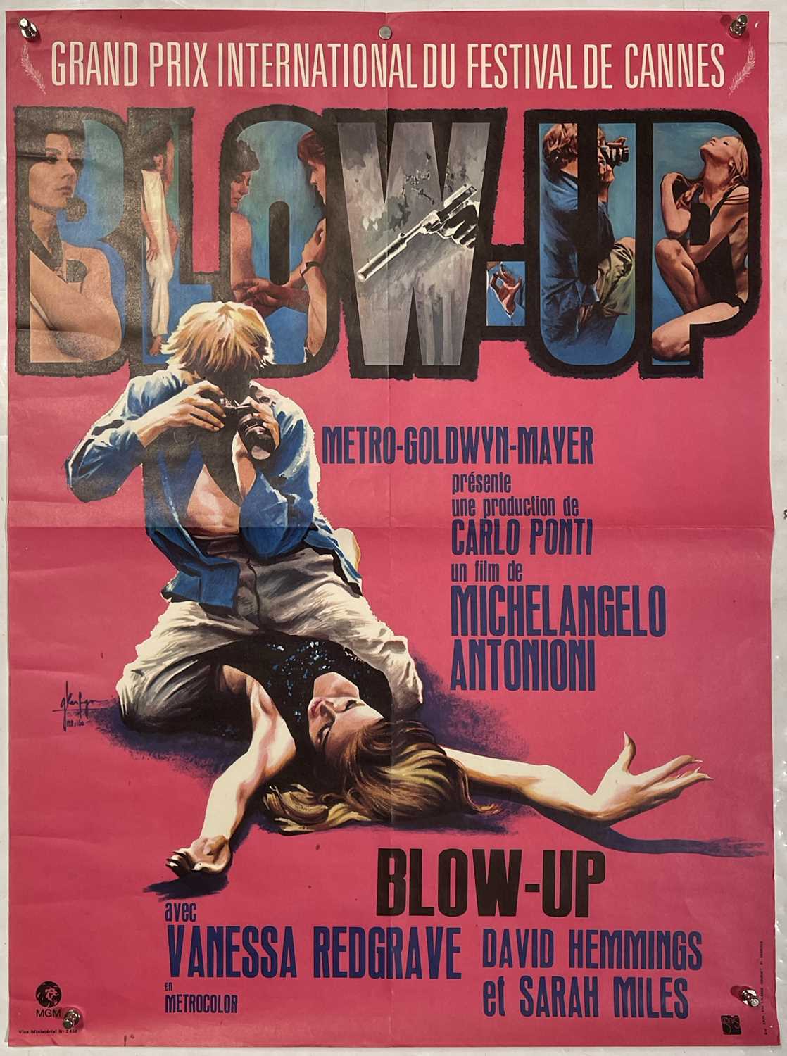 Lot 90 - ANTONIONI - BLOW UP (1967) - 1969 FRENCH CINEMA RELEASE POSTER.