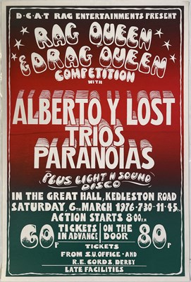 Lot 205 - ALBERTO Y LOS TRIOS PARANOIAS - ORIGINAL 1976 DERBY CONCERT POSTER.