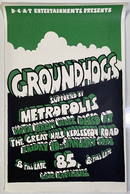 Lot 208 - THE GROUNDHOGS - ORIGINAL 1975 DERBY CONCERT POSTER.