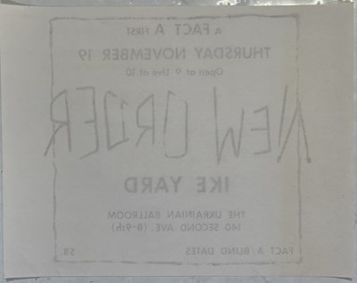 Lot 500 - NEW ORDER - A RARE ORIGINAL POSTER FOR THE NOVEMBER 1981 NEW YORK CONCERT.