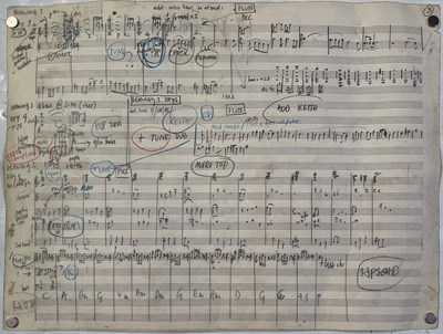 Lot 593 - MICHAEL NYMAN (1944-) ORIGINAL HANDWRITTEN ORCHESTRATION SHEET MUSIC FOR 'CHASING SHEEP..'