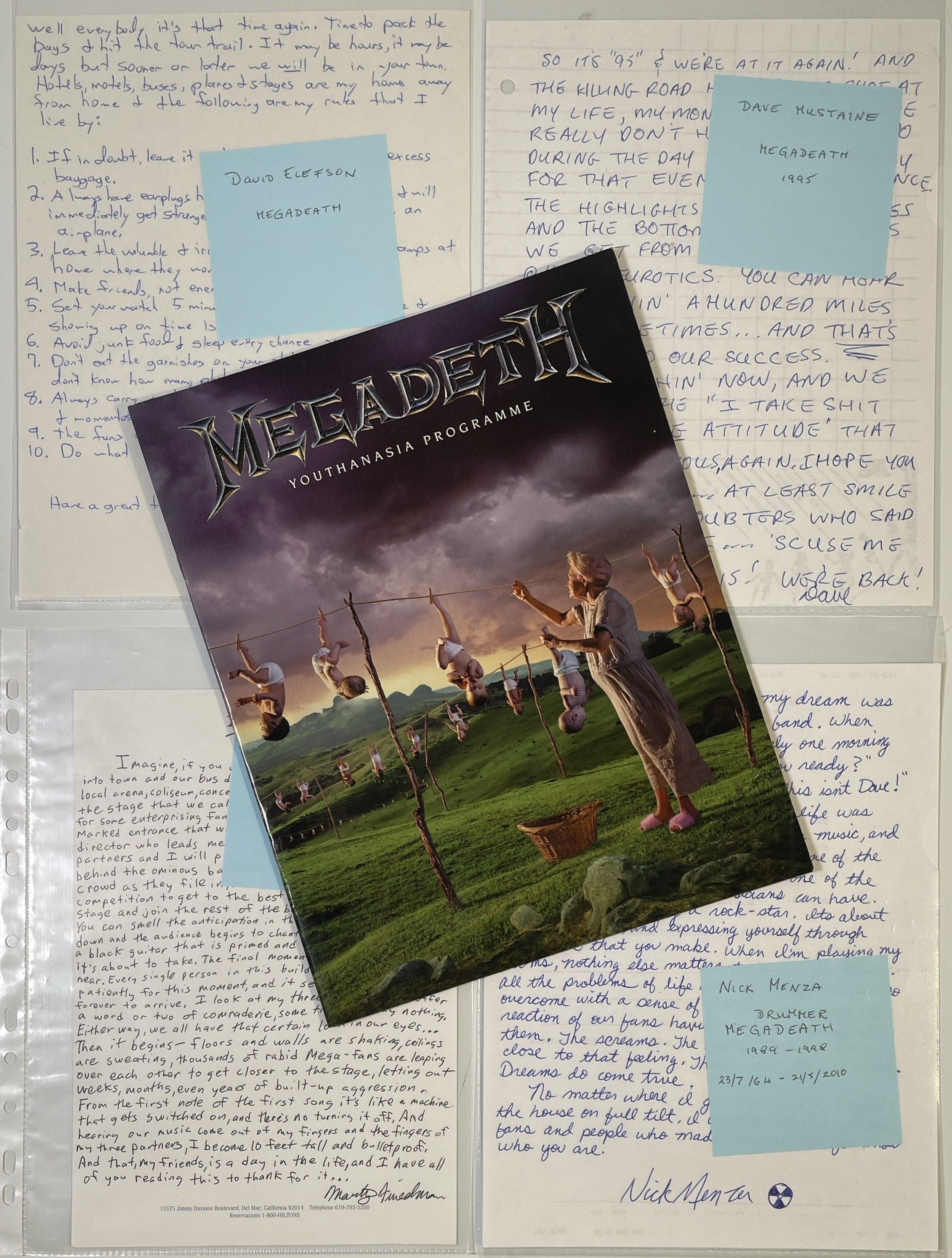 Lot 288 - MEGADETH - HANDWRITTEN LETTERS FROM