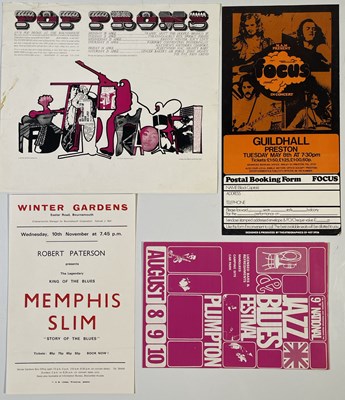 Lot 118 - HANDBILLS C 1960S/70S INC POP PROMS / 1969 JAZZ AND BLUES FESTIVAL.