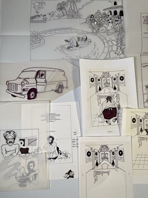 Lot 400 - ERIC CLAPTON INTEREST - ORIGINAL DESIGNS AND HAND DRAWN ART FOR ROGER FORRESTER CHRISTMAS CARDS.