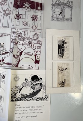 Lot 400 - ERIC CLAPTON INTEREST - ORIGINAL DESIGNS AND HAND DRAWN ART FOR ROGER FORRESTER CHRISTMAS CARDS.