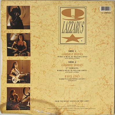 Lot 647 - Q. LAZZARUS - GOODBYE HORSES 12" (ALL NATIONS RECORDS - 12 ANRS001)