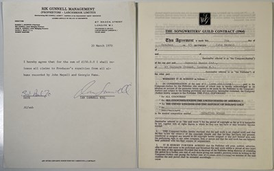 Lot 419 - JOHN MAYALL - TWICE SIGNED ORIGINAL 1965 'CHEATING WOMAN' CONTRACT.