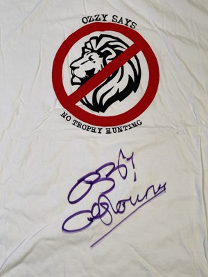 Lot 295 - BLACK SABBATH INTEREST -- OZZY OSBOURNE SIGNED CHARITY T-SHIRT.