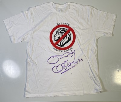 Lot 297 - BLACK SABBATH INTEREST -- OZZY OSBOURNE SIGNED CHARITY T-SHIRT.