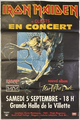 Lot 255 - IRON MAIDEN - ORIGINAL 1992 FEAR OF THE DARK TOUR POSTER.