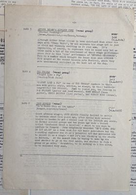 Lot 69 - BBC TRANSCRIPTION DISC CUE SHEETS INC PICK OF THE POPS.