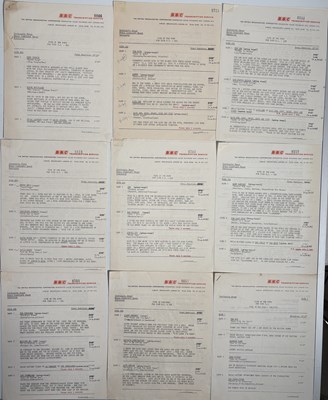 Lot 70 - BBC TRANSCRIPTION DISC CUE SHEETS INC DEEP PURPLE / THE MOVE.