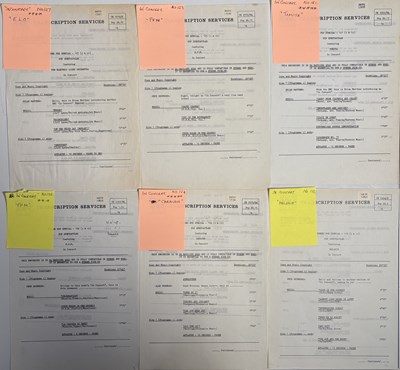 Lot 75 - BBC TRANSCRIPTION DISC CUE SHEETS - 'IN CONCERT' INC CARAVAN / ELO / RORY GALLAGHER.